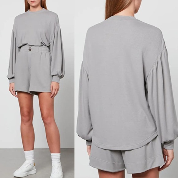 NEW Varley Brannon Ribbed Crewneck Long Sleeve Pullover Gray Sweatshirt Top - Picture 10 of 10